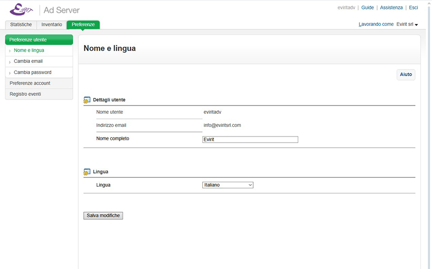 Preferenze e impostazioni
